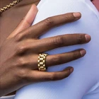 Женское позолоченное кольцо из нержавеющей стали в стиле хип-хоп