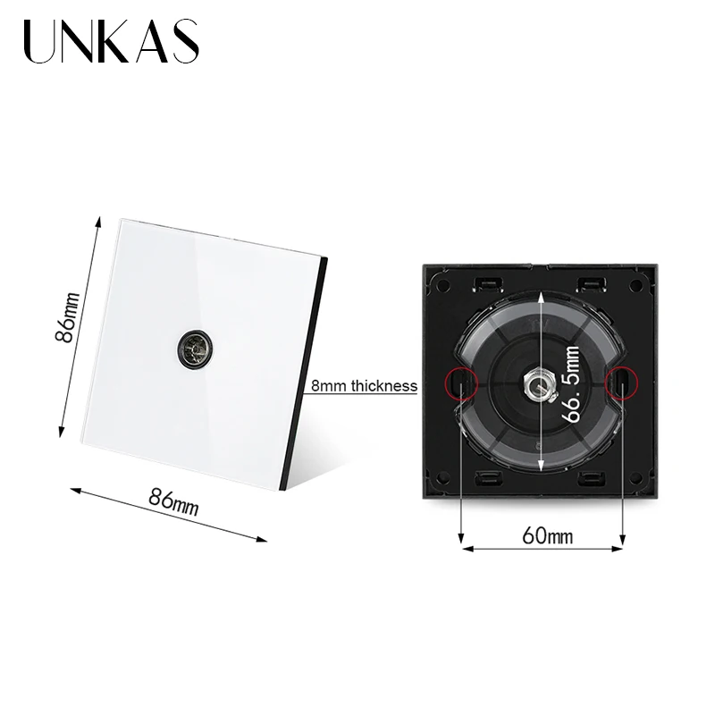 UNKAS серая Роскошная панель из закаленного хрустального стекла ТВ-разъем для