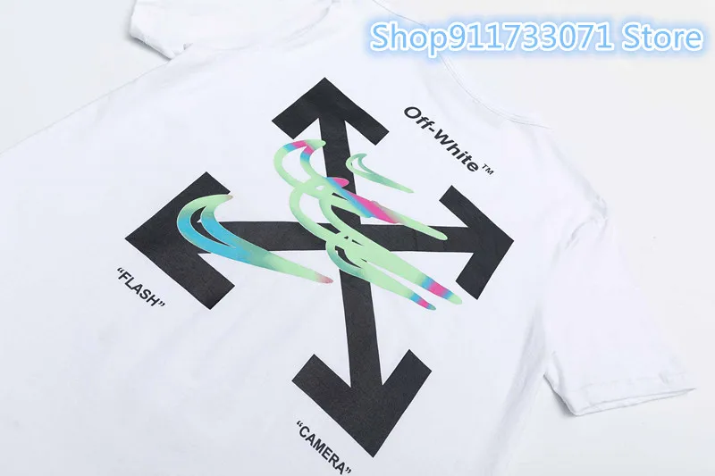

OFF White 2021 Co-branded graffiti colorful hook print Men Women T-shirt #2236