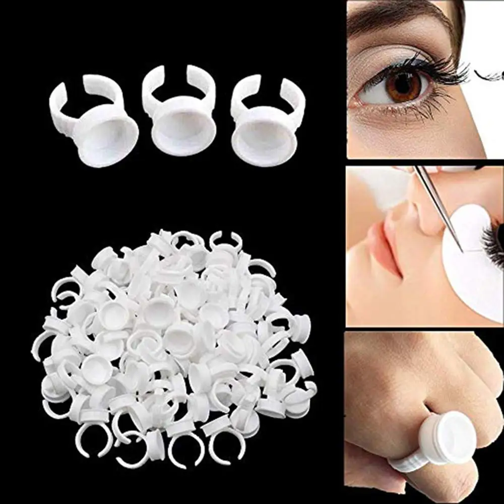 300/500/1000pcs Large Size Plastic Tattoo Pigment Ink Rings Cups Makeup Rings Tattoo Glue Holder Adhesive Makeup Glue Rings