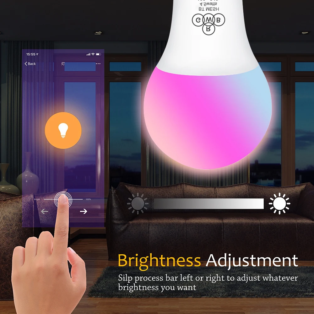 E27 Беспроводная Bluetooth умная RGB волшебная лампа для домашнего освещения с