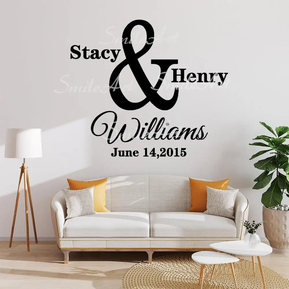

Прямая поставка виниловая настенная наклейка с именем пары на заказ домашний декор Стикеры для детской комнаты декоративная настенная нак...