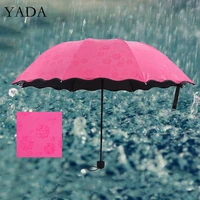 yada ins change color flower pattern 3 folding umbrella rain uv child girl umbrella for women windproof heart umbrellas ys200193