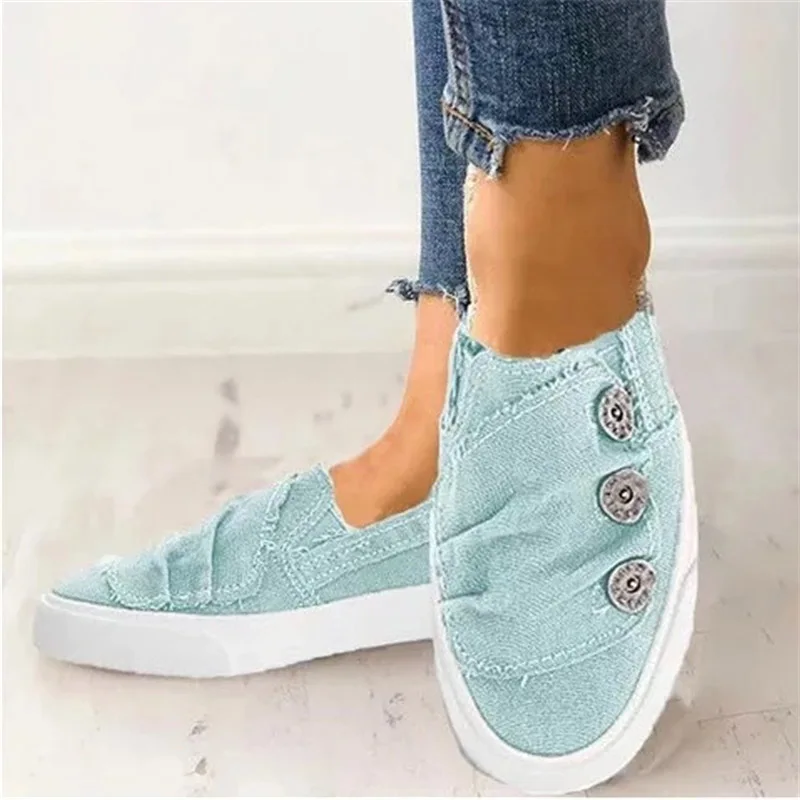 

2020 Women Sneakers Casual Platform Women Shoes Slip-on Breathable Canvas Shoes Comfortable Flat Shoes Plus Size 35-43 NVX94