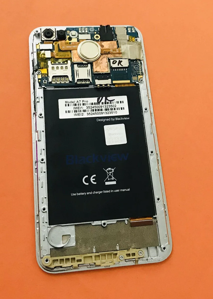 

Used Original motherboard mainboard+touch screen+frame for Blackview A7 Pro MT6737 Quad Core Free shipping