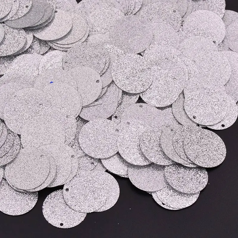 Silver JUNAO 20 г 18 мм Блестящий золотистый Серебристый Большой шитье круглые Блестки Форма пайетки серьги кулон для одежды ремесла украшения дома - Цвет: Silver