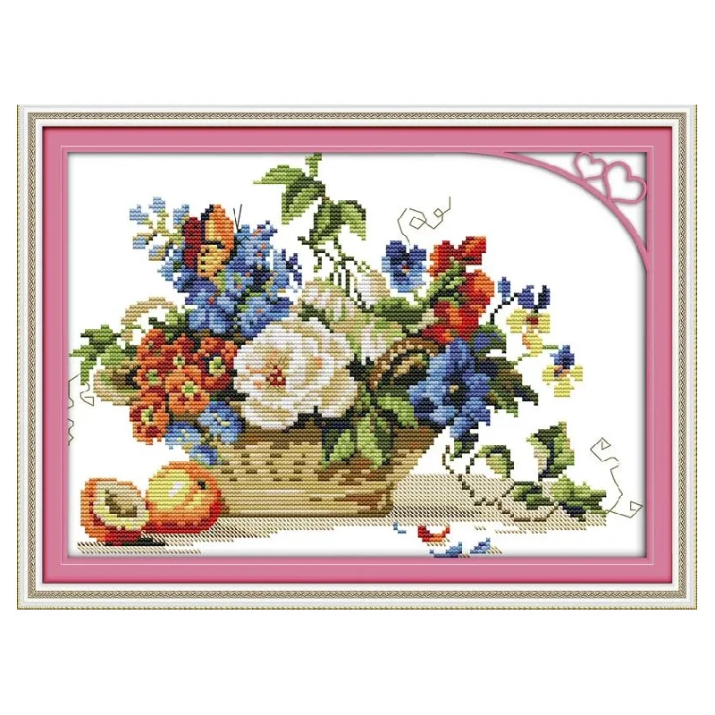 Корзина с фруктами и цветами Счетный крест наборы узоров пустая ткань 11CT 14CT цветок рукоделие Emrboidery наборы картин