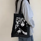 косметичка шоппер Японская сумка аниме для девушек в стиле Харадзюку, Готическая Холщовая Сумка, Большая вместительная сумка для покупок с мультипликационным ужасом, Повседневная модная сумка через плечо, шоппер