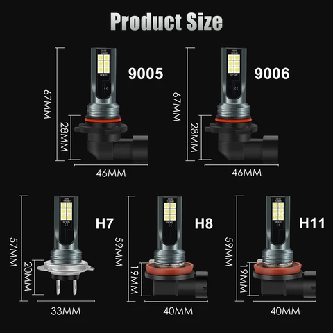 2 шт. H8 H11 Светодиодная лампа H16 JP 9005 HB3 9006 HB4 Светодиодная лампа Супер яркие автомобильные противотуманные фары Дневные ходовые огни 12 В 6000 К Белый