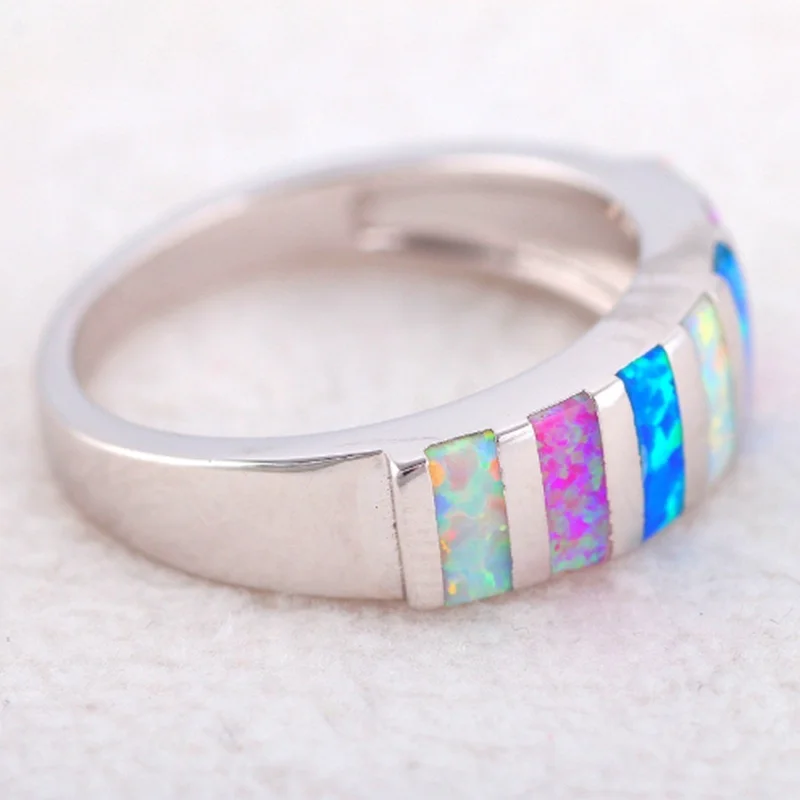 

Trendy Luxury Exquisite Multicolor Opal Ring Female Elegant Temperament Banquet Accessories Valentine's Day Gift Wholesale