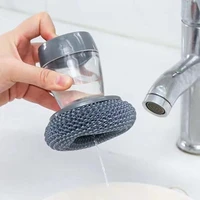 kitchen soap dispensing palm brush easy use scrubber wash clean tool holder soap dispenser brush kitchen cleaning tool