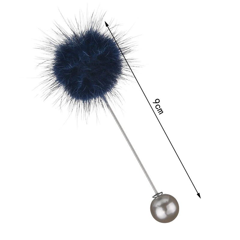 

9 Colors Simulated Pearl Fur Ball Brooch Cute Charm Vintage Noble Piercing Lapel Tie Collar Clip Wedding Ceremony Party Banquet