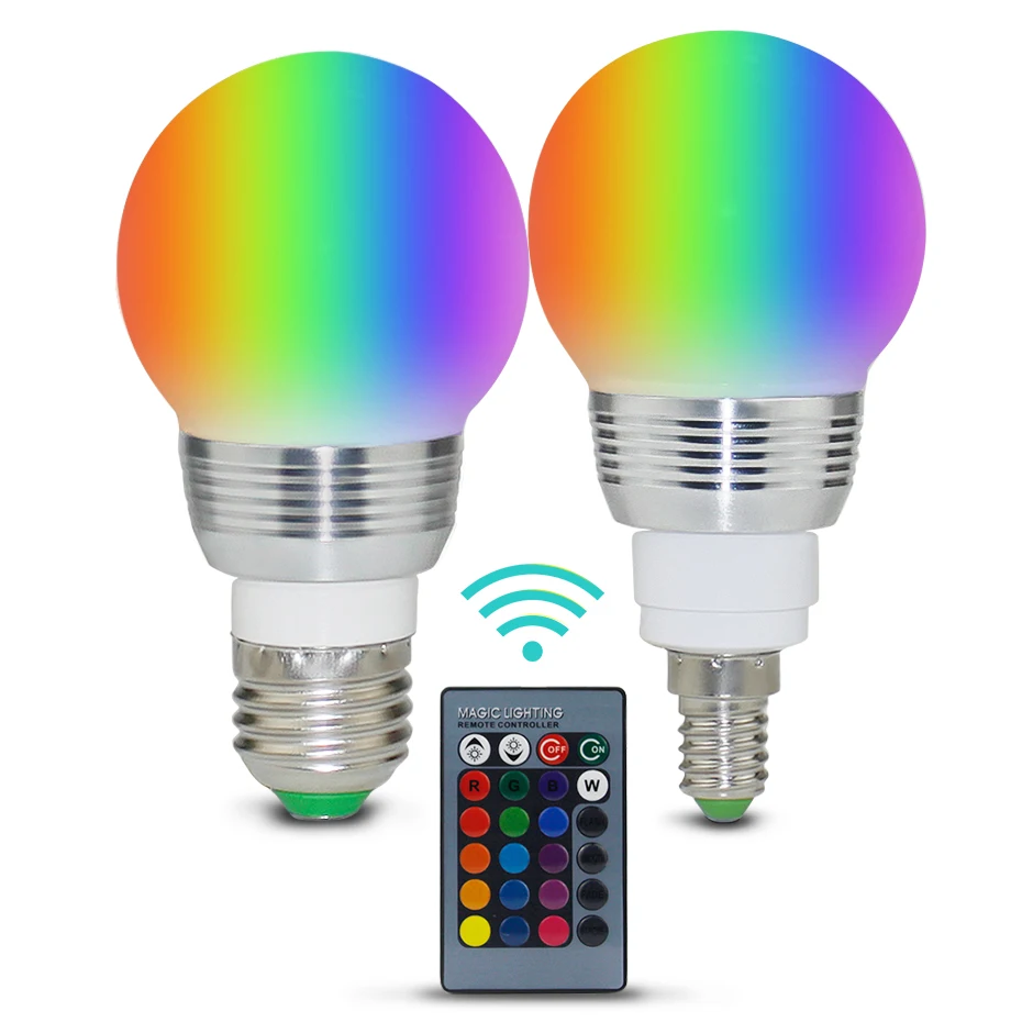 E27 E14 RGB Светодиодная лампа 3W 5 Вт 10 Вт 15 Вт с регулируемой яркостью 16 цветов, волшебная лампа Gu10 AC 220 В 110 В, RGB белый ИК-пульт дистанционного управления, ночной Светильник C3