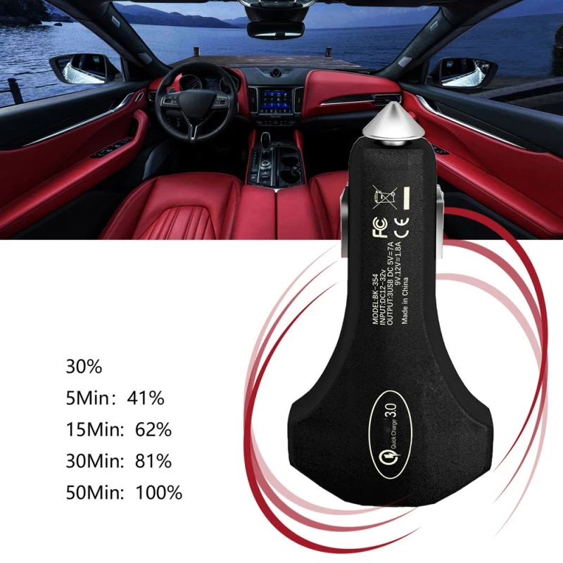 QC 3,0 Автомобильное зарядное устройство для телефона 40 Вт 7.0A Dual USB с type-C Quick Charge для iPhone Xiaomi