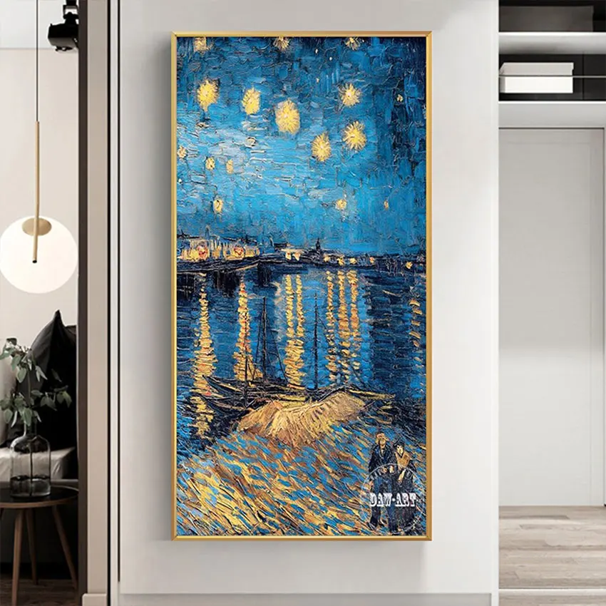 

Большая Современная декоративная картина для гостиной, абстрактная картина фаната Гога, картина маслом, ручная работа, холст, Настенная кар...