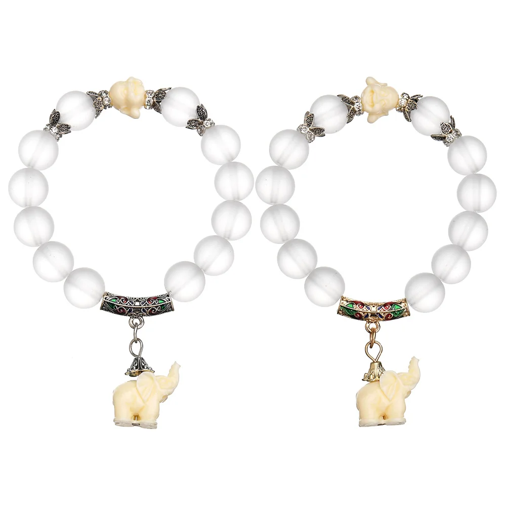 Браслет-цепочка женский в стиле ретро подвеска золотого слона из прозрачного