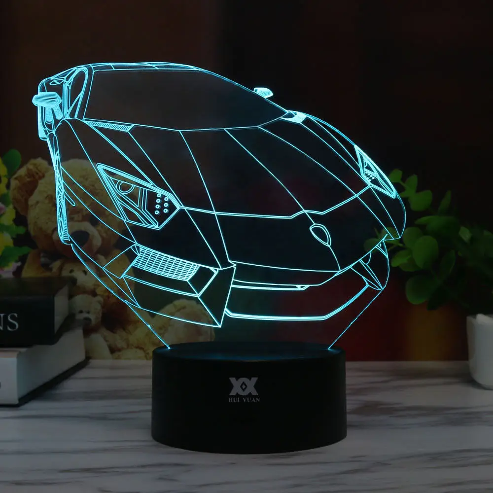 Touch switch Ночной светильник Настольная лампа подарки атмосферу 3D Кросса сенсорный Управление украшения Рождественская машинки художественная детская Освещение в помещении - Испускаемый цвет: Touch switch