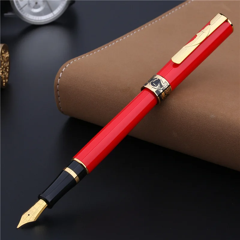 

Picasso 900 Gold Clip Face Art Fountain Pen Metal Case F Nib Unique White /Black / RedGift Ink Pens Gift Box for Choose