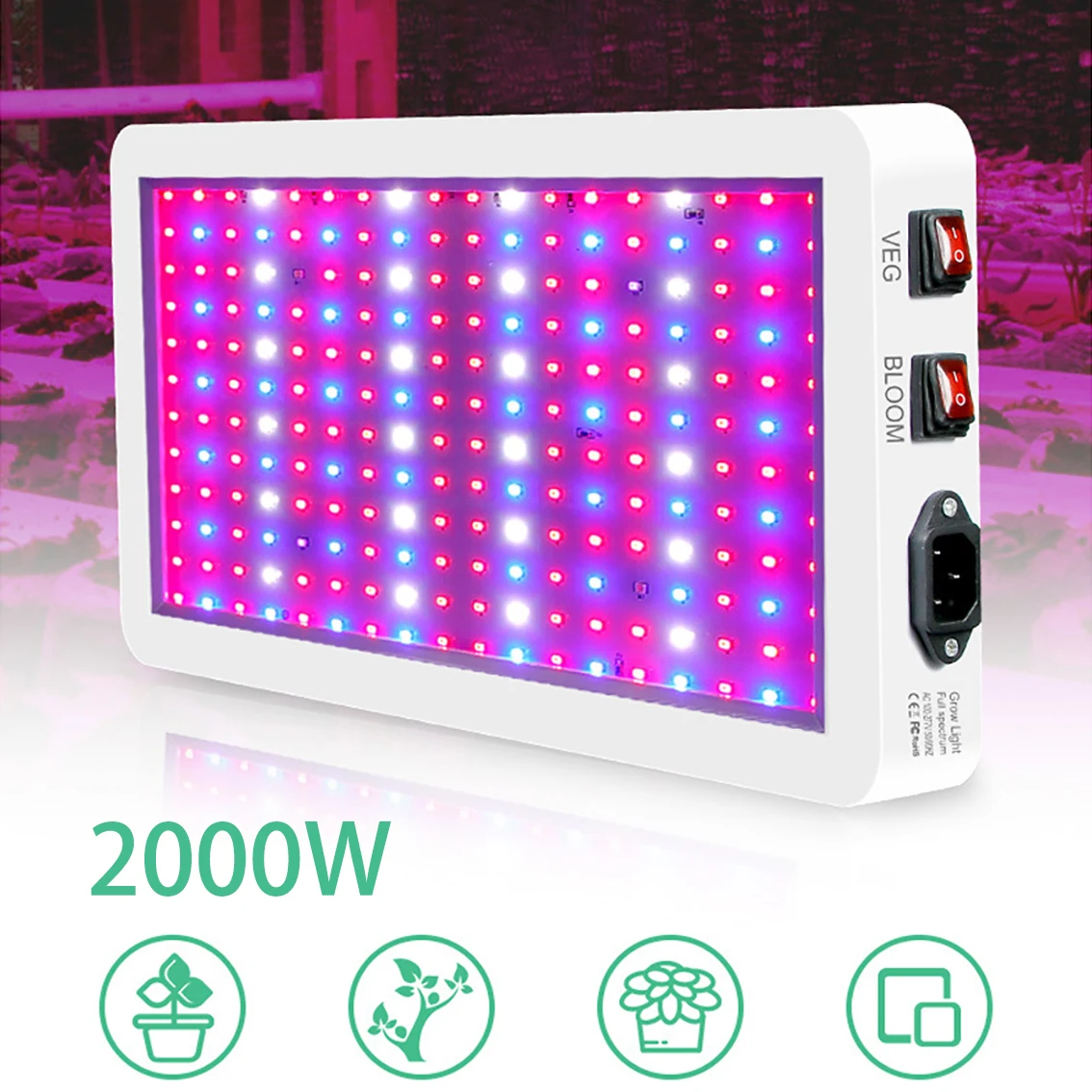 

1000W 2000W светодиодный Grow светильник Водонепроницаемый Phytolamp полный спектр 2 Переключатель режима Veg Bloom комнатное растение для роста растений ...