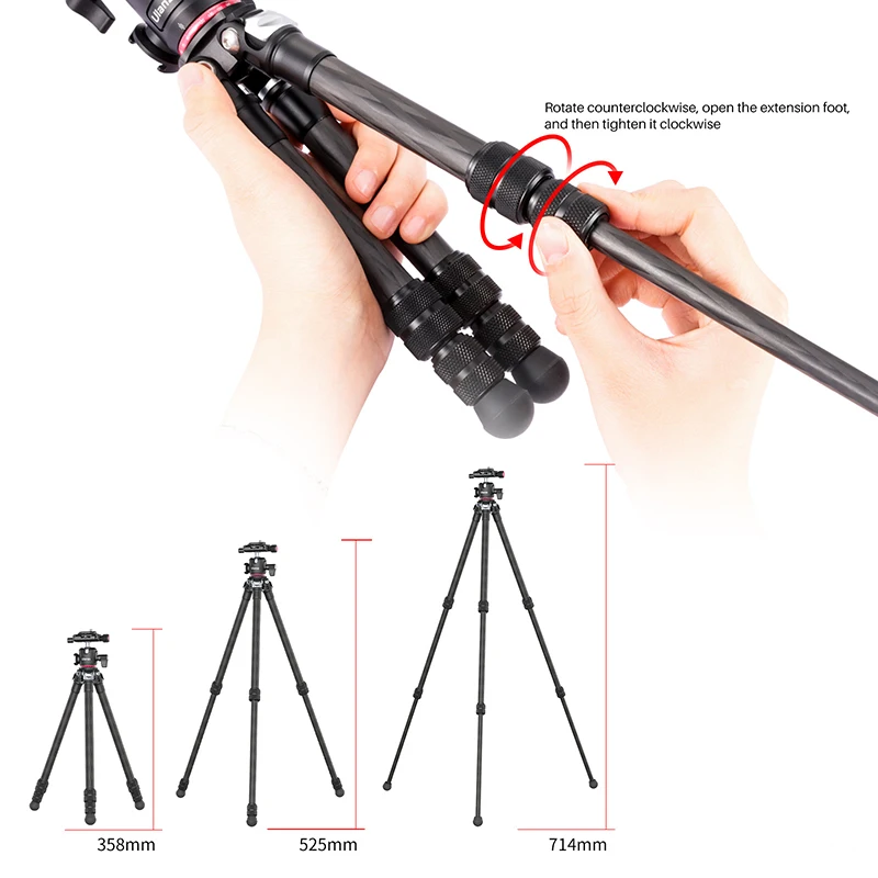 Ulanzi MT-21 DSLR Камера штатив-тренога из углеволокна Выдвижная легкий Arca Swiss штатив
