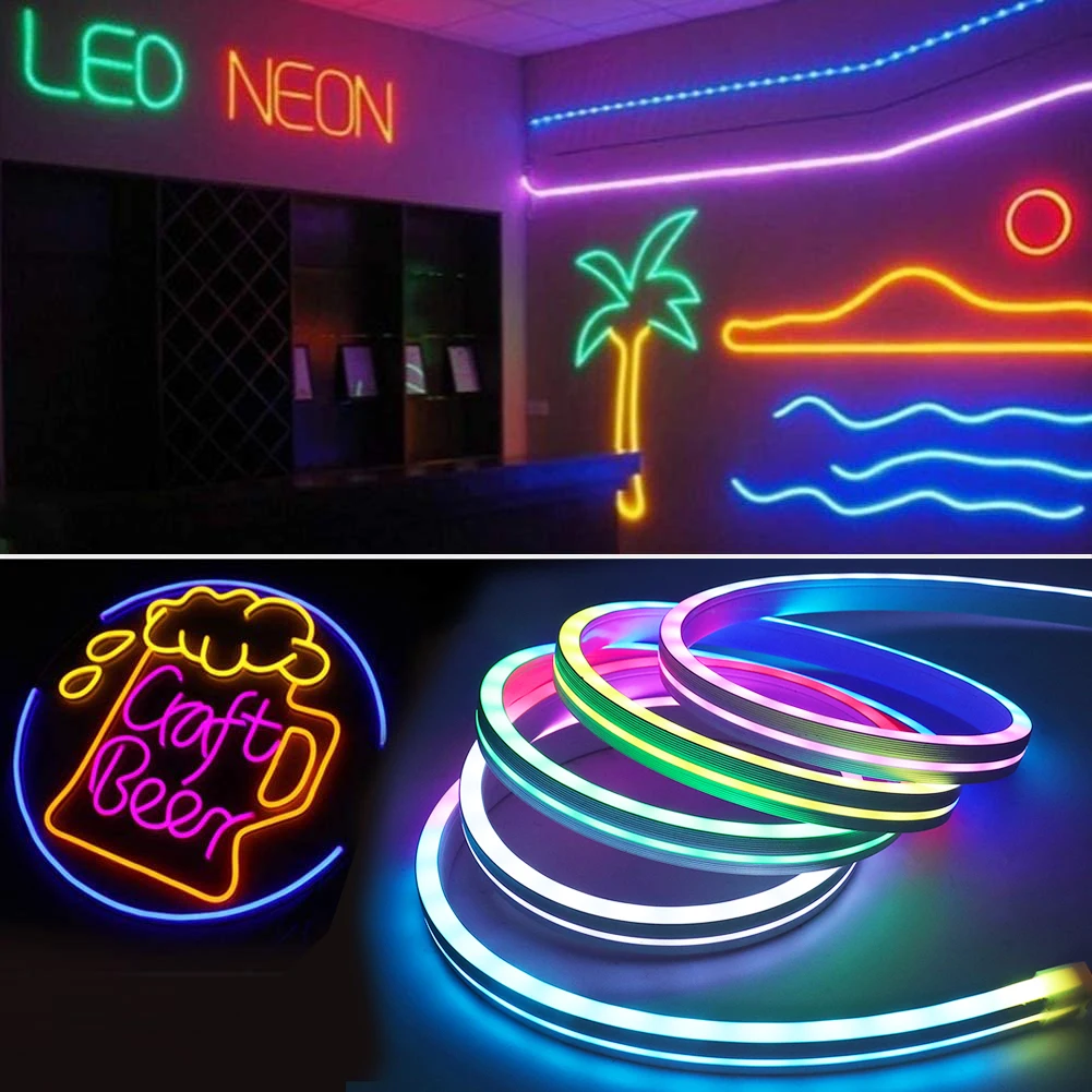 5V WS2812B LED Neon Strip Light 5050 Wifi Bluetooth-compatible Remote Control RGB Dream Color Flex Silicone Tube Lights Dimmable images - 6