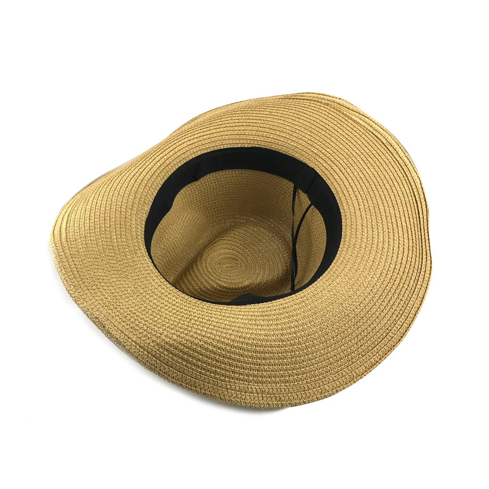 

YY Straw Cowboy Cap for Men Summer Beach Hats Large Brim Sun Hats Women Foldable Shell Sunhat Gorro verano Hombre SH20024