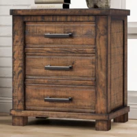 Rustic Three Drawer Reclaimed Solid Wood Framhouse Nightstand End Table Side Table  for Living Room/Bedroom