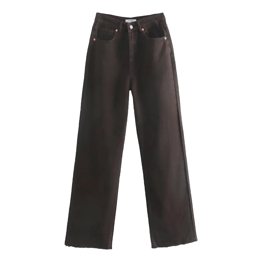 

Женские модные новые джинсы с высокой талией и широкими штанинами 2022, повседневные темпераментные Универсальные женские шикарные брюки дл...