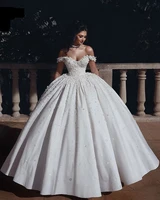 luxury white long lace wedding dress ball gown off shoulder sweetheart bridal gowns hot dresses bride wedding for women
