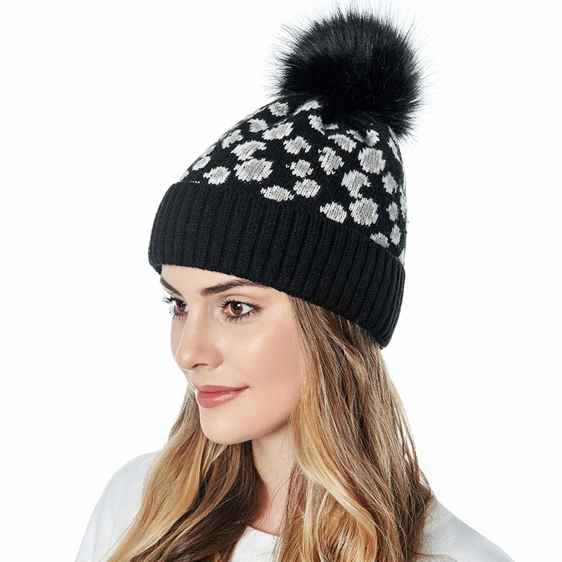 Новинка 2020 модная теплая шапка шерстяная вязаная с леопардовым принтом очень