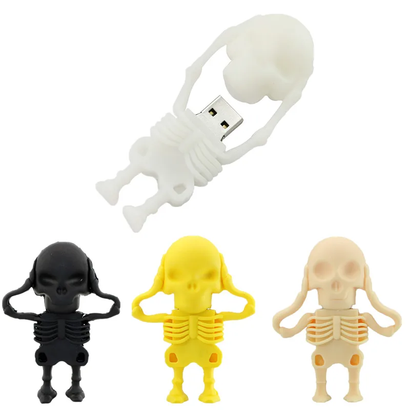 usb флеш-накопитель 128 ГБ флеш-накопитель 32 Гб черный череп скелет Флешка 16 ГБ 8 ГБ 64 ГБ usb 2,0 usb память подарок на Рождество, Хэллоуин