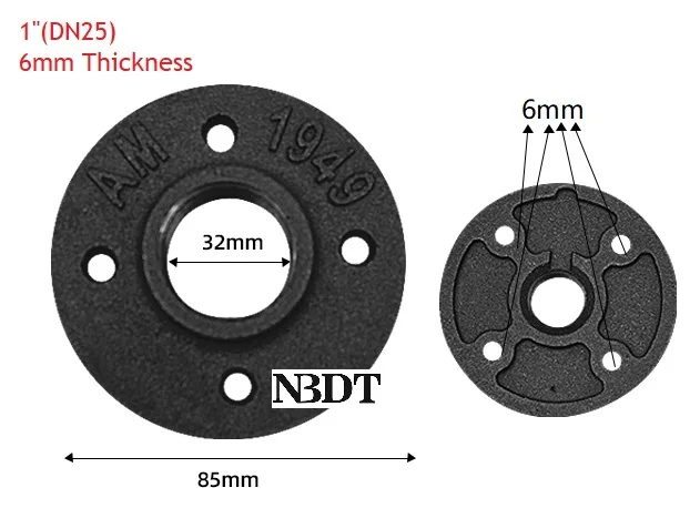 1Inch Heavy 2 шт./лот незавершенный ковкий чугун Фланец резьба для стандарта 1/" 3/4" " 1,25" 1," трубный магазин домашний Ретро Декор - Цвет: 1Inch Heavy