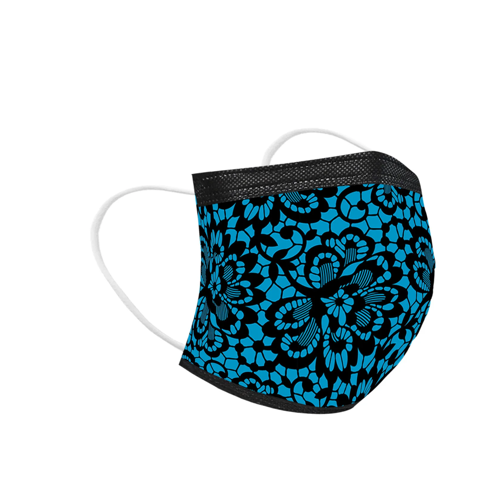 

50pcs Lace Print Three Layer Breathable Face Mask Men Women Dustproof Breathable Mouth Masks Skin-friendly Masks Cloth d5