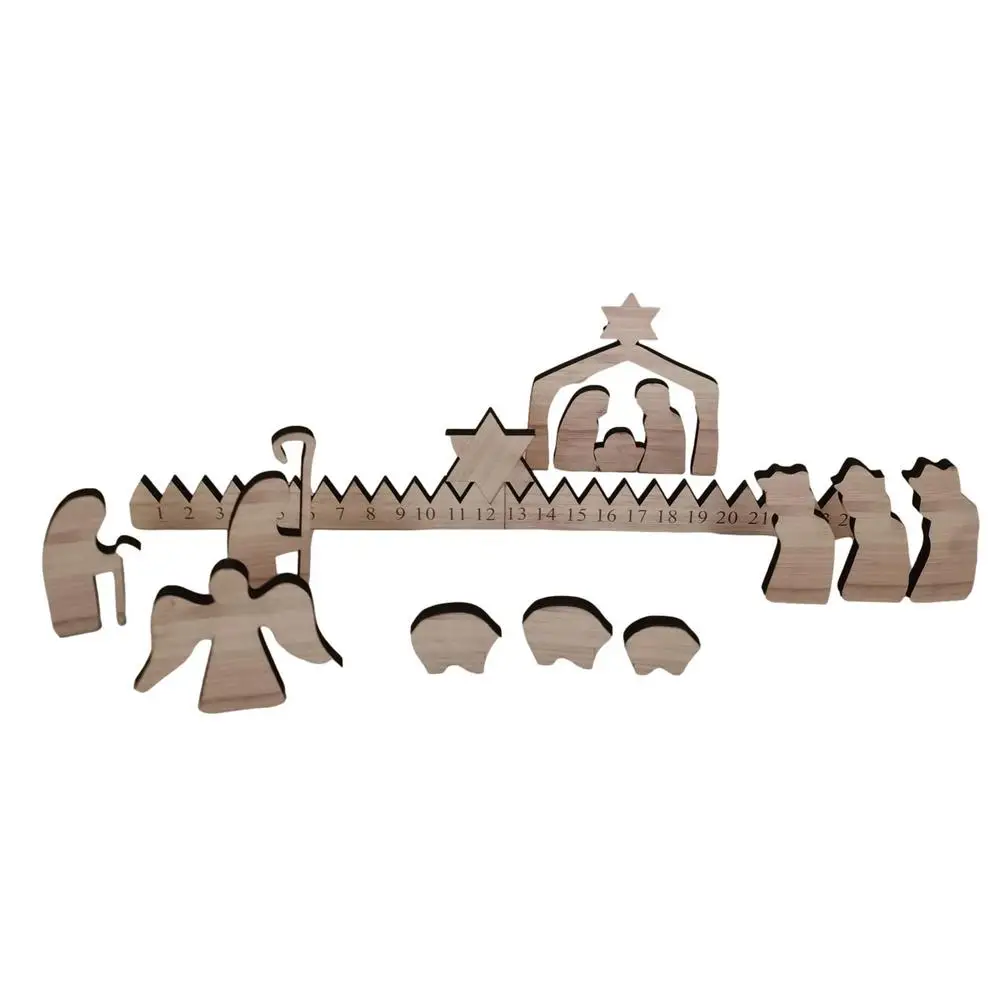 

Wooden Christmas Day Calendar Nativity Statue Nativity Calendar Gift Decoration For Decorating Offices Study Rooms Living Rooms
