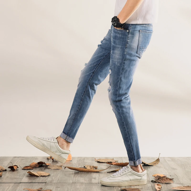 Pants Autumn Sweatpants Streetwear Jeans Male Trousers MOOWNUC Classic Skinny Denim For Men Slim Designer Casual Straight | Мужская