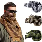Мужской Клетчатый квадратный шарф, легкий военный арабский Тактический мужской шарф, армейский зеленый, черный, белый