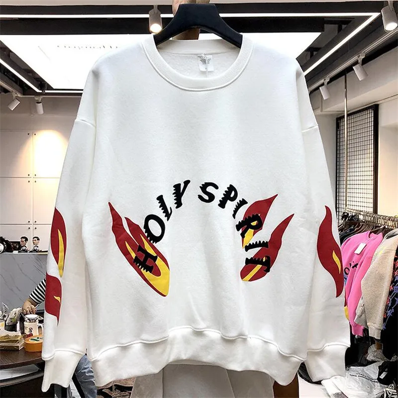 Толстовка с капюшоном Kanye West логотипом Holy Spirit бархатная Kardashian толстовки для