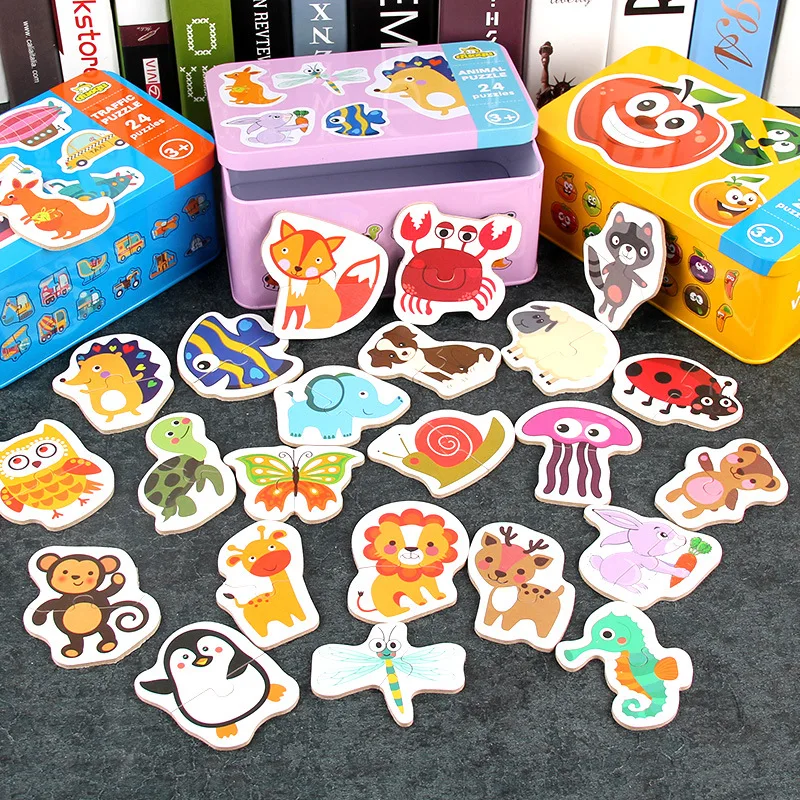 

Baby Toy Cartoon Pairing Jigasaw Puzzle Games PuKids Learning Card Wooden Toys for Children Kids Educational Toys Gift Boy