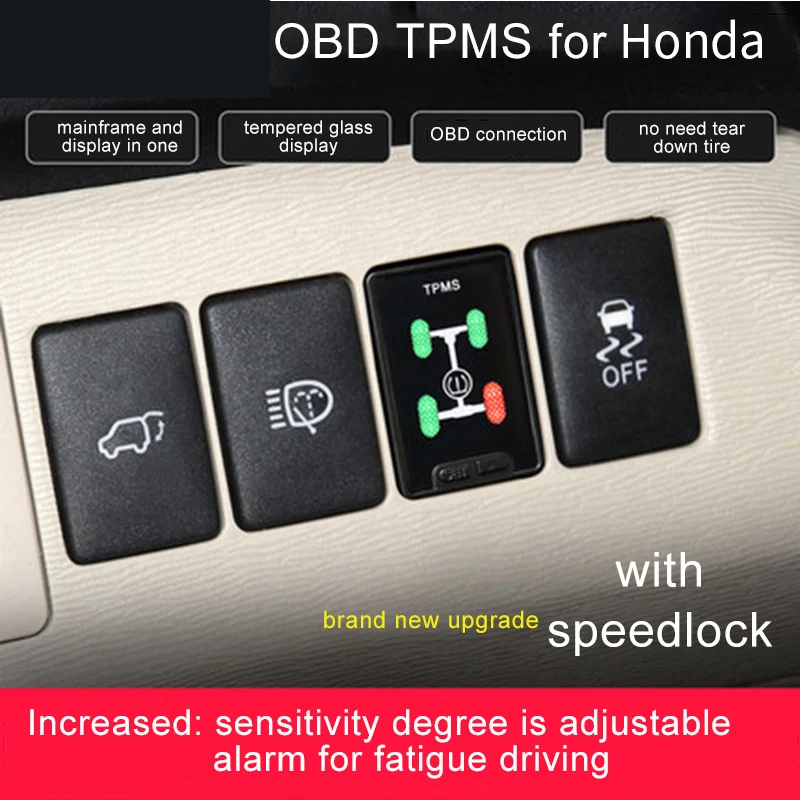 OBD TPMS давление в шинах с автомобильной скоростью автоматический замок флэш-тормоза для Honda Civic Spirior Accord HRV CRV Jazz Fit и т. Д. Гибридный xrv