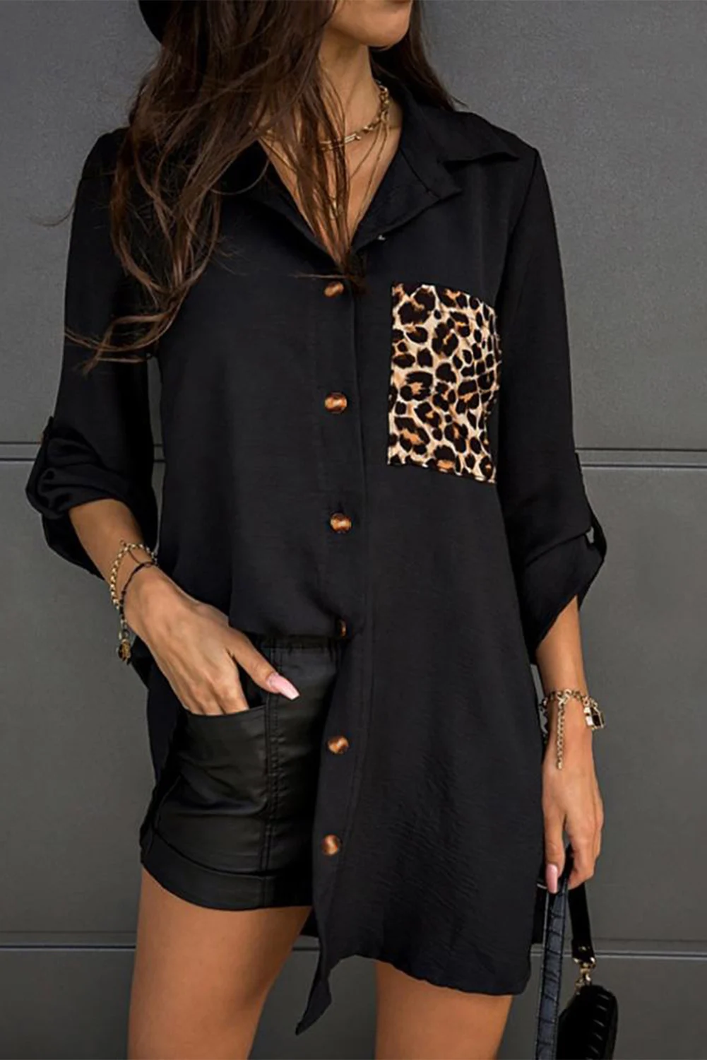 

Женская Повседневная рубашка SEBOWEL Cheetah с принтом, осень-весна 2021, блузка с длинным рукавом, женские дизайнерские Длинные Топы с карманами на ...