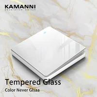 kamanni white wall switches light switch 2gang 2 way power push button led strip light switches crystal tempered glass 10a 220v