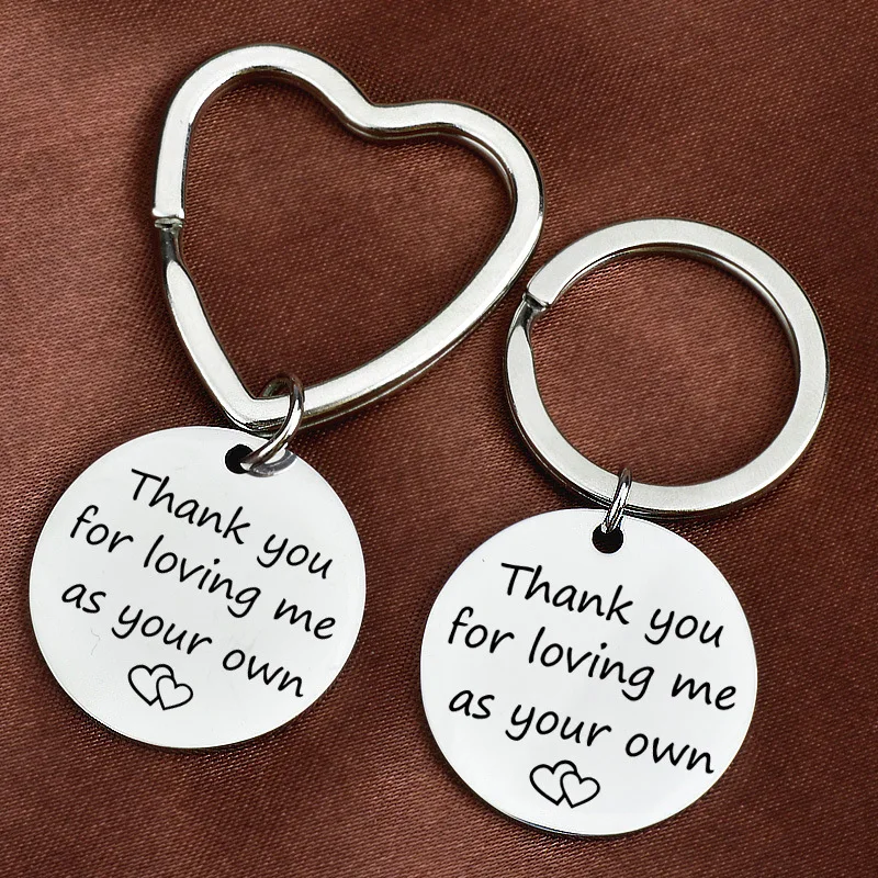 

Fashionable Stainless Steel Round Keychain Thank you for loving me.. stepparent holiday gift DIY Can Be Customizable Wholesale