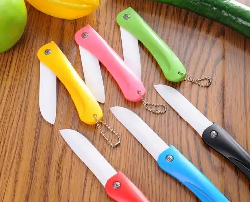 Многоцветный керамический складной нож для фруктов овощей портативный кухонный
