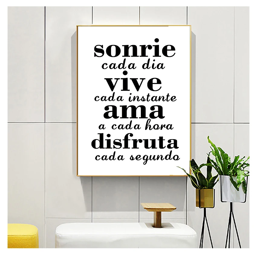 Картина стене плакат Smile каждый день Живите момент испанские картины на холсте