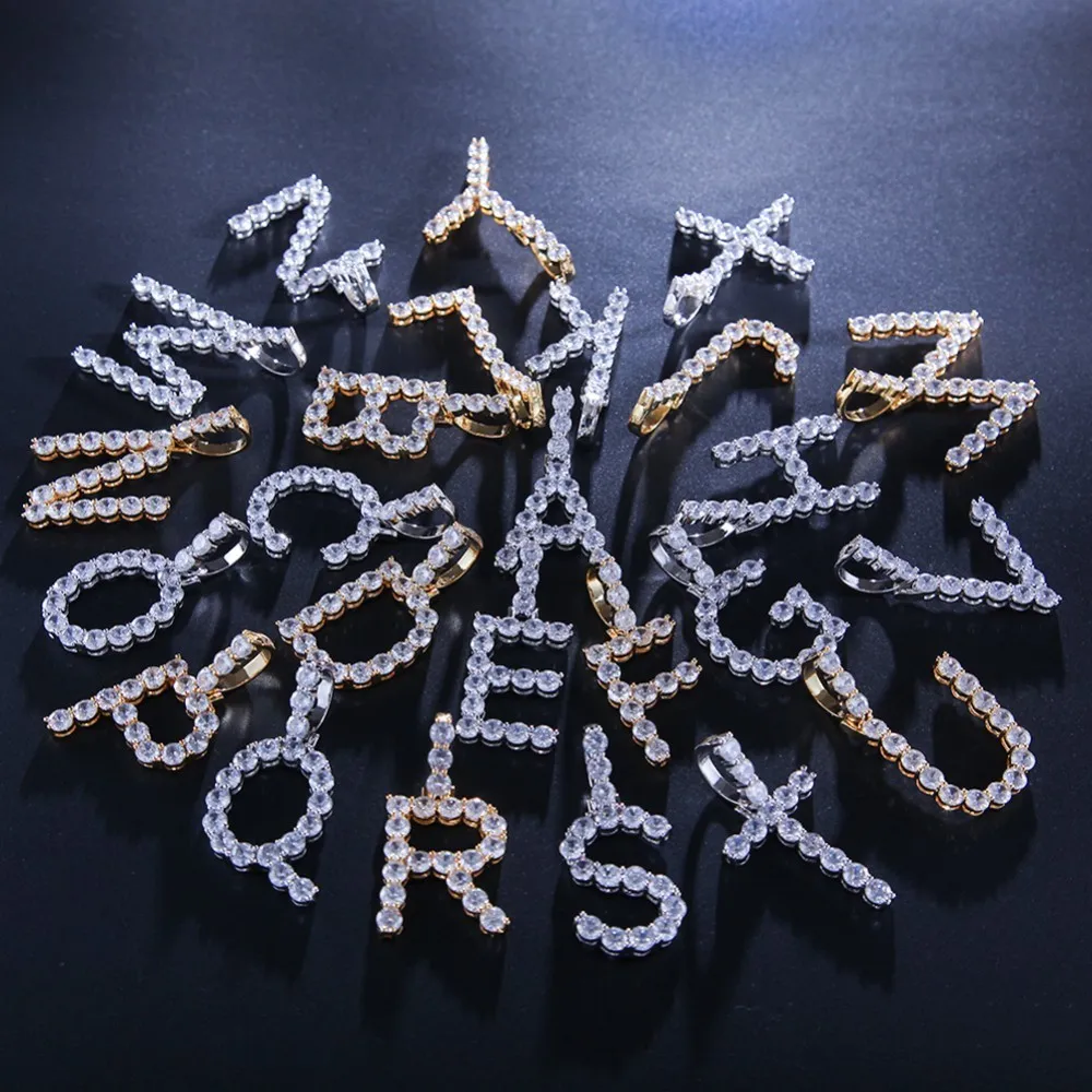 TBTK 26 первоначальных букв медь Iced Out буквы с кристаллами с цепочкой ожерелье Золото унисекс талисманы Роскошные ювелирные изделия подарок