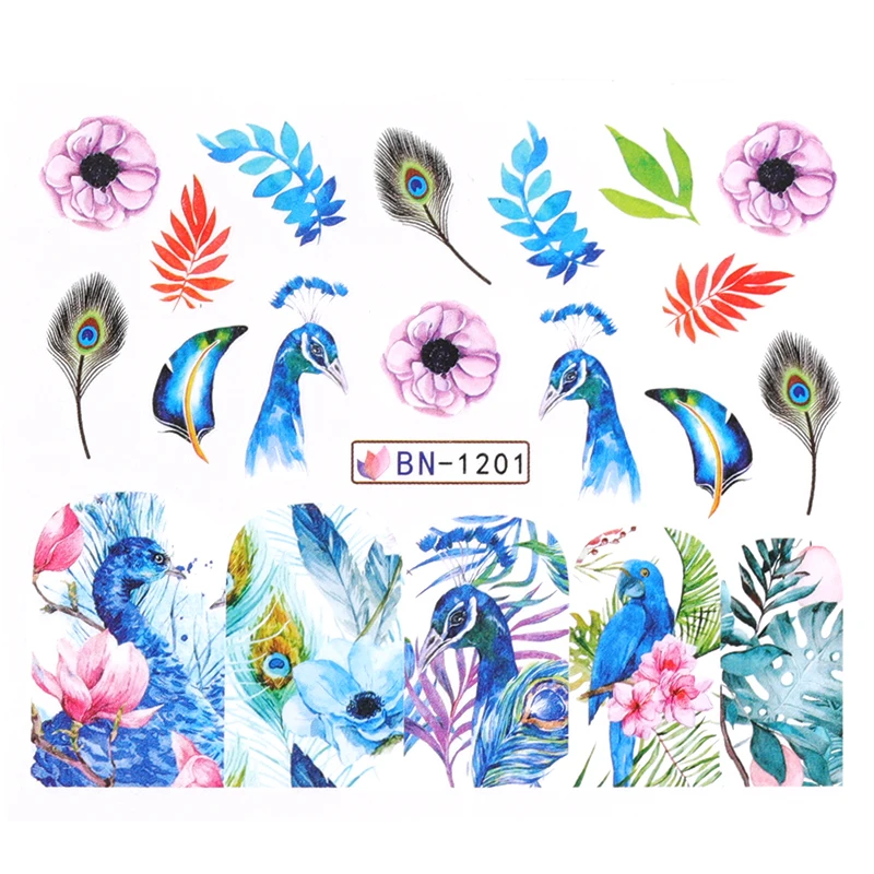 

12Pieces Plume Design Nail Sticker Set Jewelry Flower Animals Geometry Filigree Decals Tattoo Nail Art Slider Envelopes