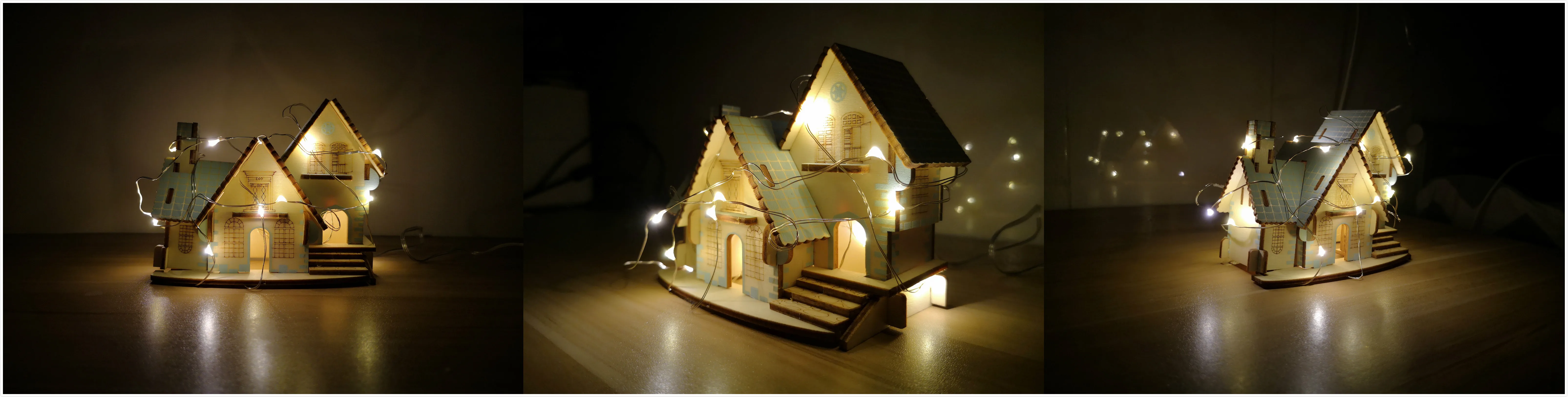 Сборочный Набор DIY строительные 3D деревянные игрушки Голубой домик кукольный домик головоломка мини деревянные модели игрушки для детей