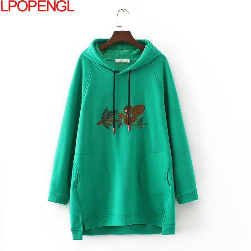 

Женская бархатная Толстовка Harajuku с длинным рукавом и круглым вырезом