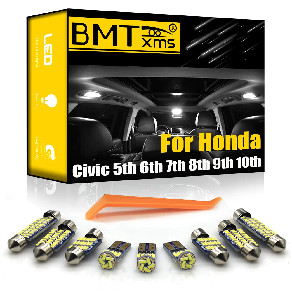 BMTxms-luz LED Interior para coche, iluminación para Honda Civic 5th 6th 7th 8th 9th 10th Hatchback Sedan Coupe 2006 2007 2008 2009 2011 2012 2014 2017