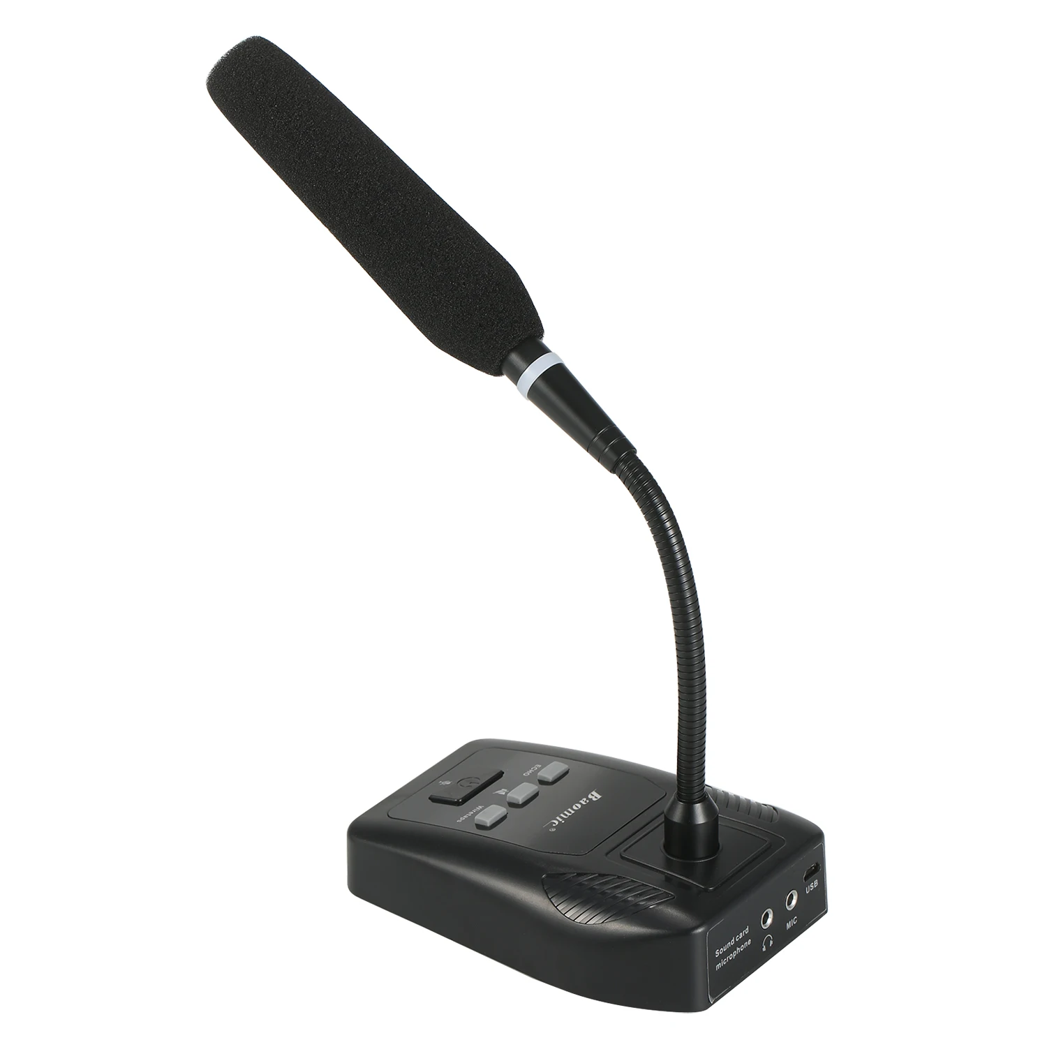 

Baomic USB Computer Microphone Plug and Play Desktop Goose Neck Microphone with Mute Button Cardioid Condenser with Sound Card